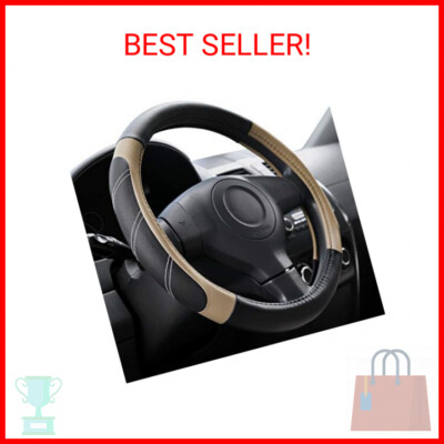 Nappa Leather Steering Wheel Cover Universal 15 Inch Nappa Leather Steering Wheel Cover - Universal 15" Non-Slip Sport Style In Black & Blue Easy Install Steering Wheel Protector - Foto 5