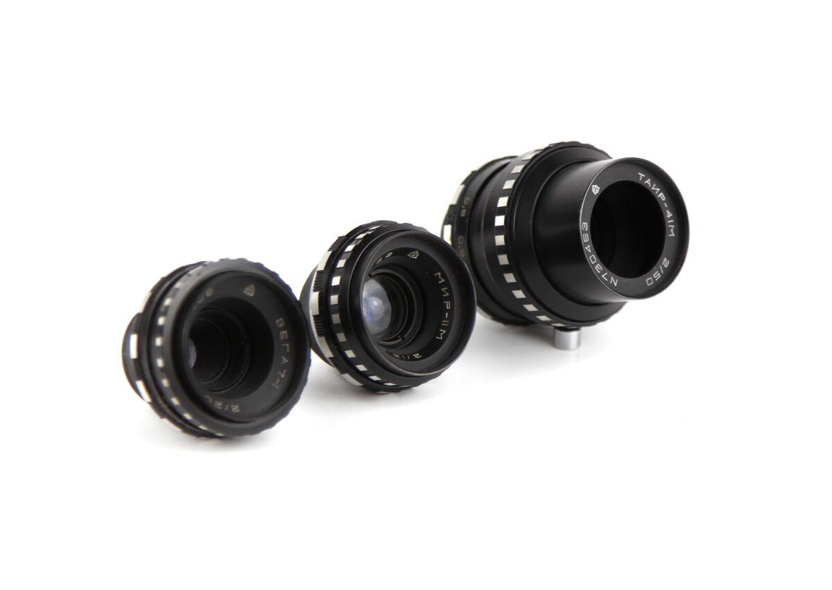 Lens Vintage Soviet Set 3 pcs Black Magic Tair-41 Vega-7 Mir Lens Vintage Soviet Set 3 pcs Black Magic Tair-41 Vega-7 Mir