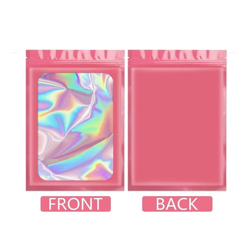 100/200Pcs Holographic Mylar Foil Bags Smell Proof Resealable Zip Seal Pouches - Picture 18 of 28