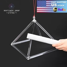 CVNC 8" Clear Quartz Crystal Singing Pyramid Sound Healing  Bath Reiki Yoga