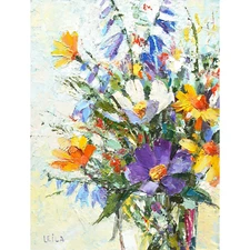 Meadow Flowers Original Oil Painting Impasto 8"x6" Modern art Wildflowers