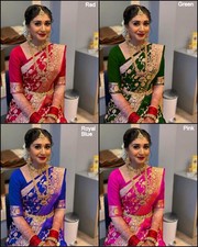 Function Wedding Style Banarasi Soft Silk Saree,PartyWear Traditional Sari KT-6