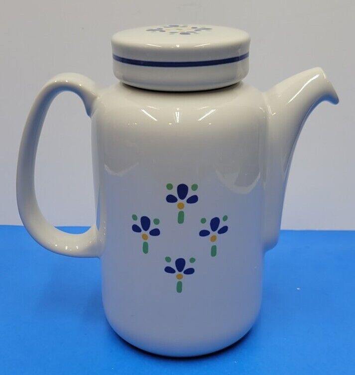 Vintage Avon Fresh Flower Ceramic Teapot Coffee Pot W/ Lid 1980s Pitcher 32oz