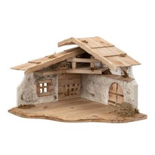 Weihnachtskrippe Krippe mit Verzierung aus Holz und Gips OHNE Figuren groß Jesus