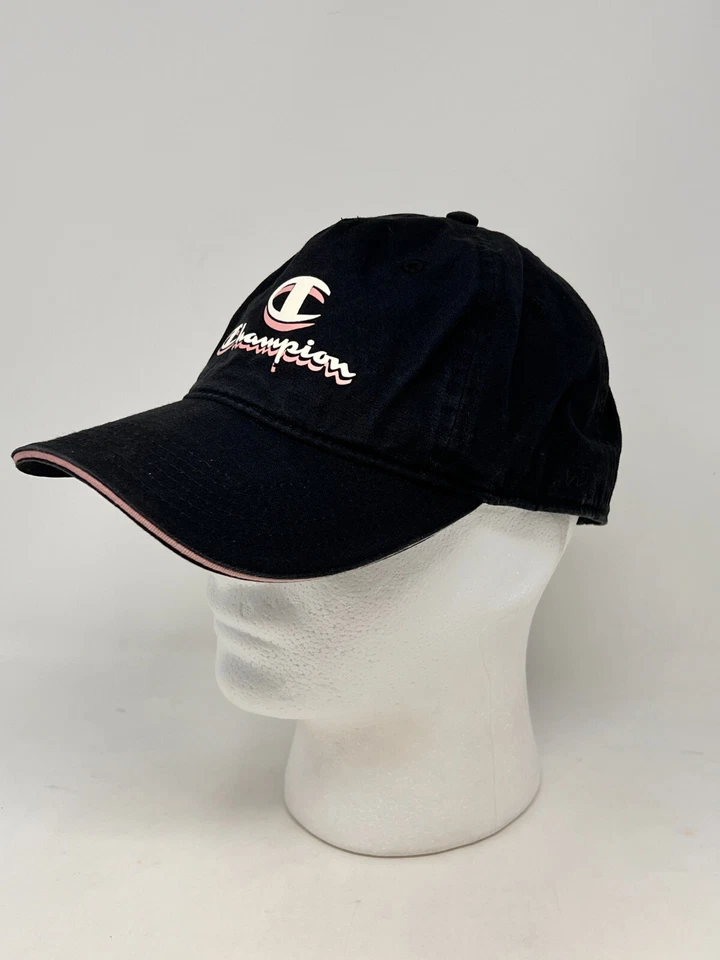 Gorra de golf CHAMPION para adultos con tirantes negra rosa bordada con logotipo tenis para correr Foto 3 de 4