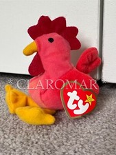   NEW Ty Teenie Beanie Babies Strut the Rooster Chicken Stuffed Animal 1993 Toy