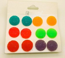 UNISEX STYLE 6 NEW ASSORTED COLOR ROUND SHAPE EAR STUD POST FASHION EARRINGS