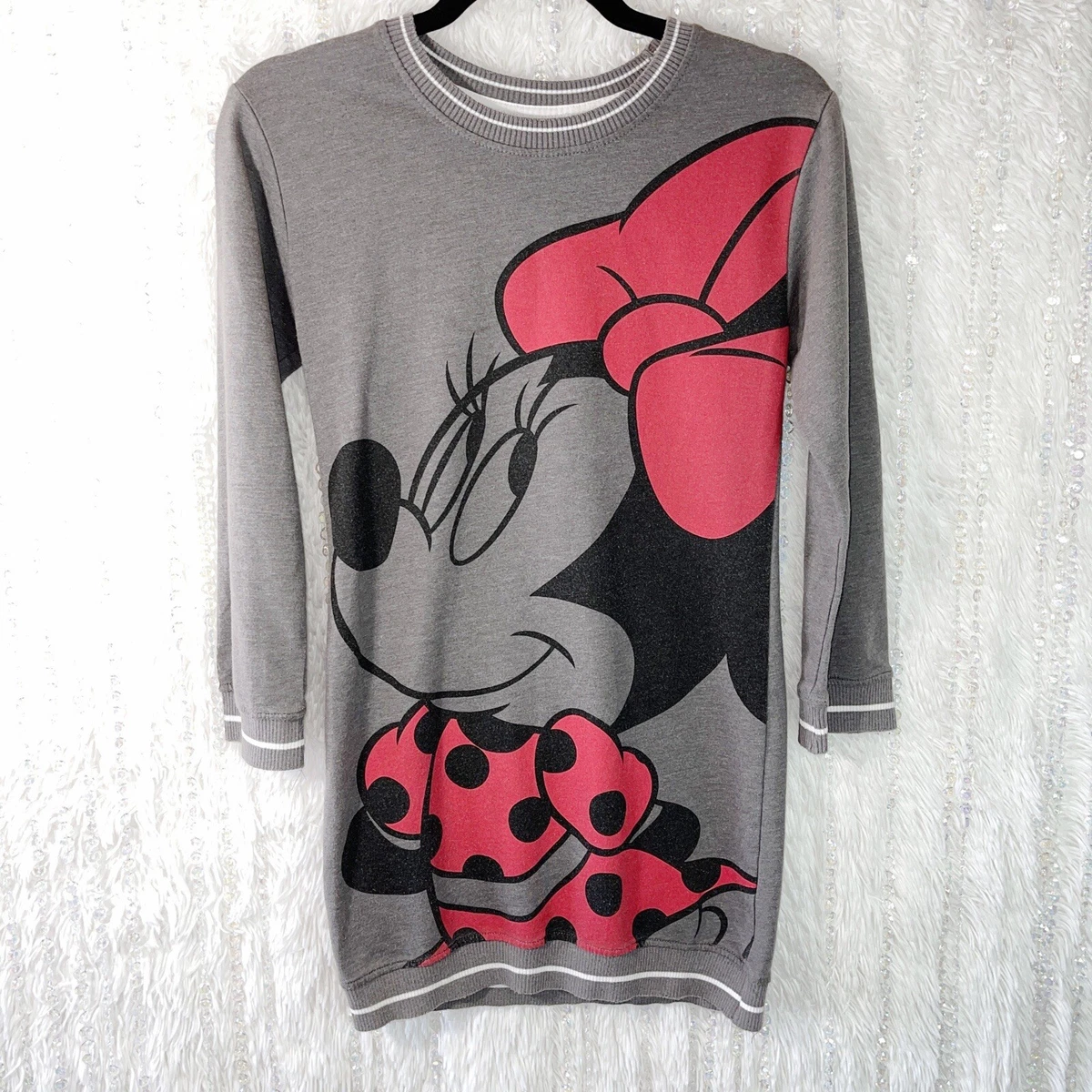 Disney Minnie Mouse Sweatshirt Mini Dress Shy Minnie Juniors LARGE RUNS SMALL