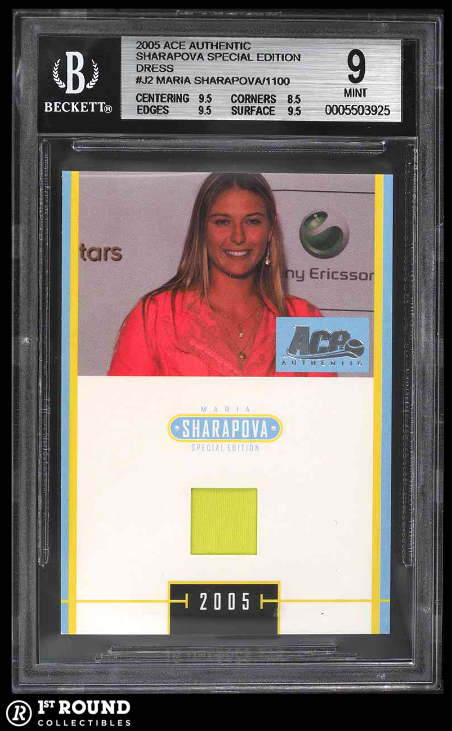 Maria Sharapova BGS 9+: 2005 Ace Authentic Sharapova SE Dress Rookie 1 of 1100 Maria Sharapova BGS 9+: 2005 Ace Authentic Sharapova SE Dress Rookie 1 of 1100