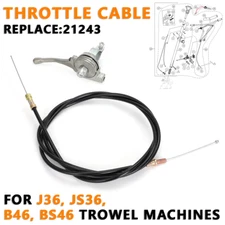 For J36, JS36, B46, BS46 Trowel Machines Throttle Cable Kit #21243 Replacement