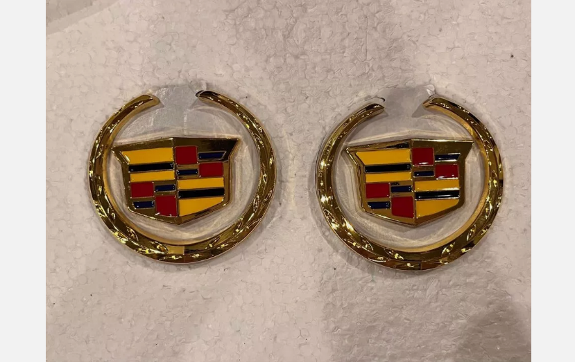 Set of 2 For Cadillac gold Fender BADGE Marker Door Badge Emblem Car Decoration