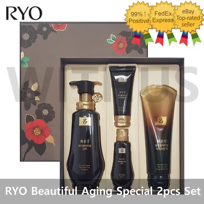 RYO Beautiful Aging Shampoo & Hair Pack 2pcs Set Hair Loss Care 화윤생 동백 2종 기획세트