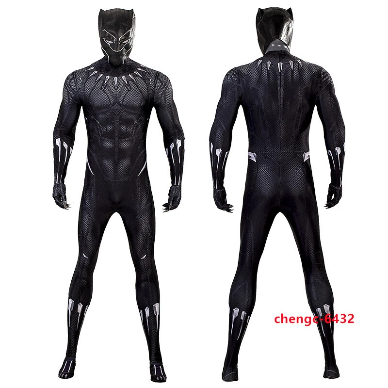 Disfraz Pantera Negra T'Challa Hombres COS Mono Body Máscara Conjunto Halloween Foto 4 de 4