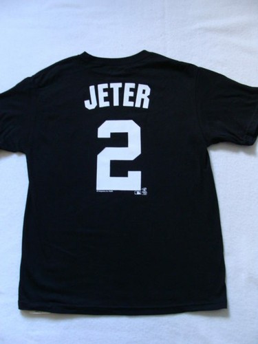 NUEVA CON ETIQUETAS NY YANKEES Niños Camiseta Talla Grande JETER Negra Camiseta Algodón Béisbol NUEVA - Imagen 2 de 2