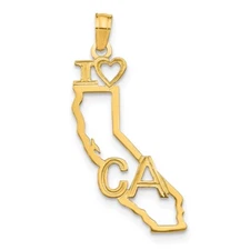 14k Yellow Gold Solid California State Pendant Perfect Gift for Her