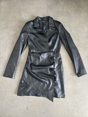 Dress By Nasty Gal Touch Me faux leather blazer dress black