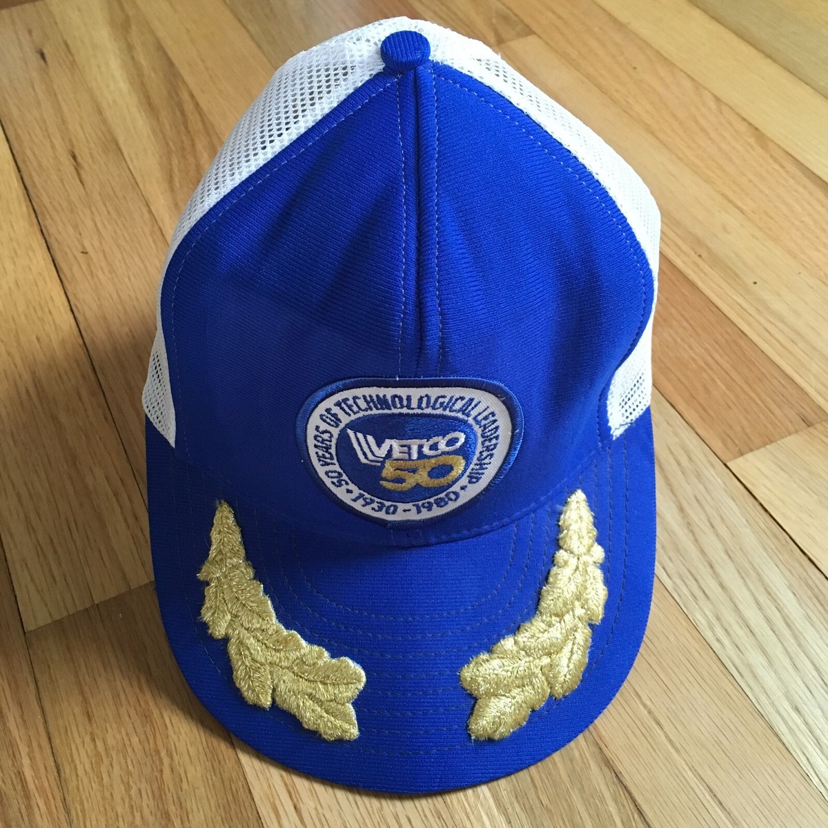 VTG 1980 Vetco 50 Years Baseball Hat Trucker Cap Snapback Gold