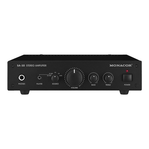 Amplificatore Audio Monacor SLA-35 Nero - Senza Ventola, Con Controlli Bassi E Acuti | Uscita Cuffie 3.5mm