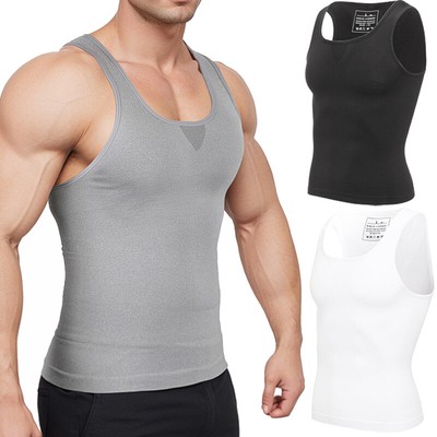Mens Compression Slim Tops Gynecomastia Body Shaper Vest Tummy Control Shapewear