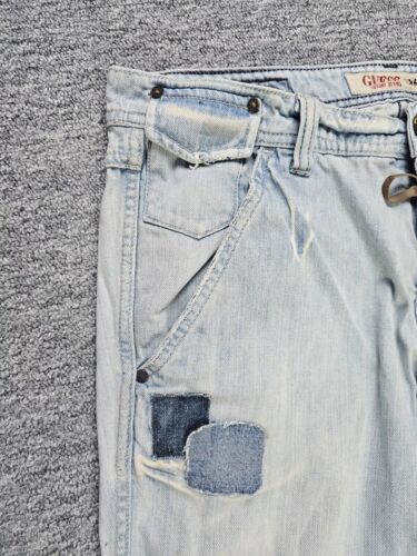 GUESS PRINCE Herren Jeans 32 Hellblau Patched Distressed Straight Leg Zip Fly - Bild 7 von 13
