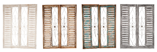 Palermo Wood & Iron Decorative Shutters-Farmhouse-Window-36x48-Four Colors
