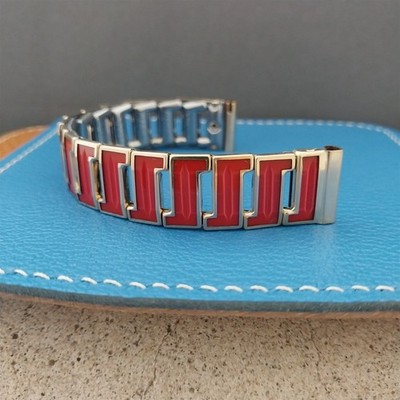 10k Gold-Filled & Red MCM 5/8'' Admiral Statesman Unused 1950s Vintage Watch Band