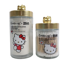 The Creme Shop x HELLO KITTY Glass Jar Set 80 Cotton Pads and 180 Swabs