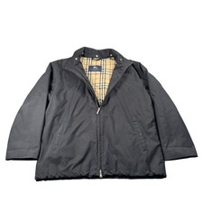 Vintage Burberry London Jacket Mens Large Black Nova Check Lined Made USA Zip