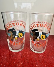 2x Victoria Malaga One Pint 20oz Beer Glass Spain Lager Colour Logo New CE M23