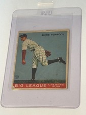 1933 GOUDEY #138 HERB PENNOCK UNGRADED LOW GRADE NEW YORK YANKEES BASEBALL CARD.