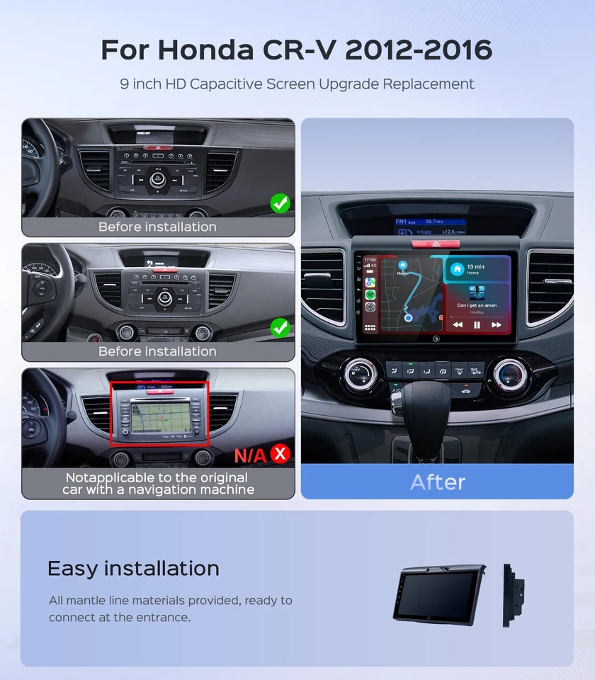 2+64G Car Radio Stereo for Honda CR-V 2012 2013 2014 2015 2016 with 9'' Touch... - Image 2 of 4