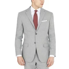Dkny Mens Modern fit Suit Jacket Blazer 43 R Light Grey Solid Stretch