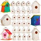 18 Pack Large Paintable Diy Wooden Bird Houses Kits for Kids, Kids Crafts Woo.