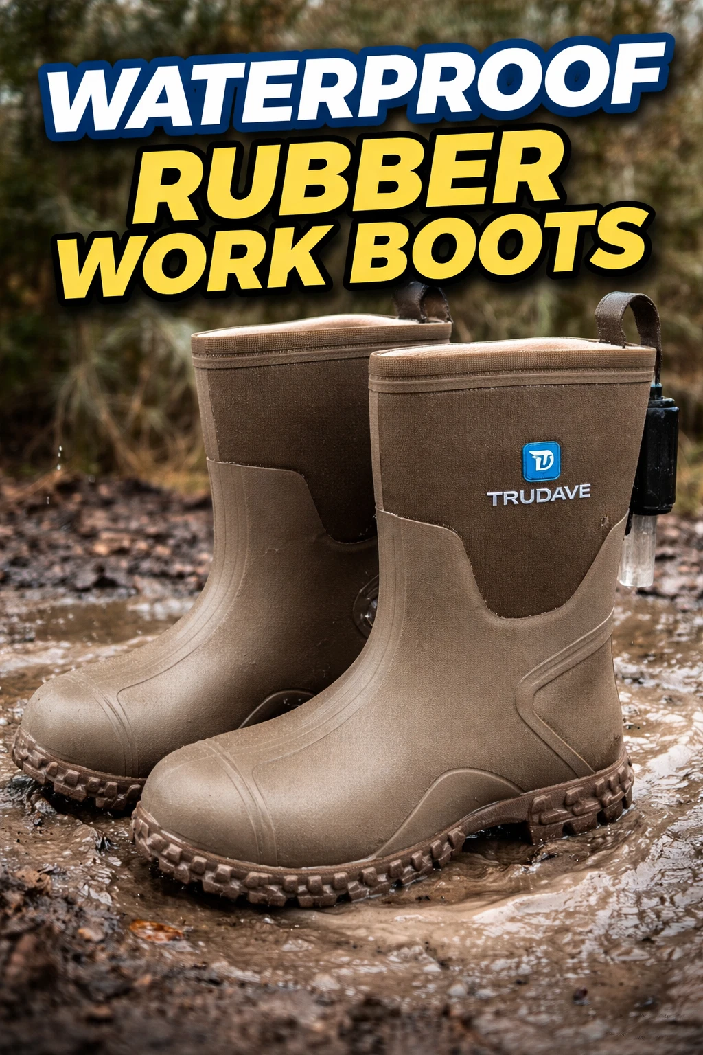 Trudave Waterproof Rubber Boots NEW Mens 7 Steel Shank Work Hunting Fishing