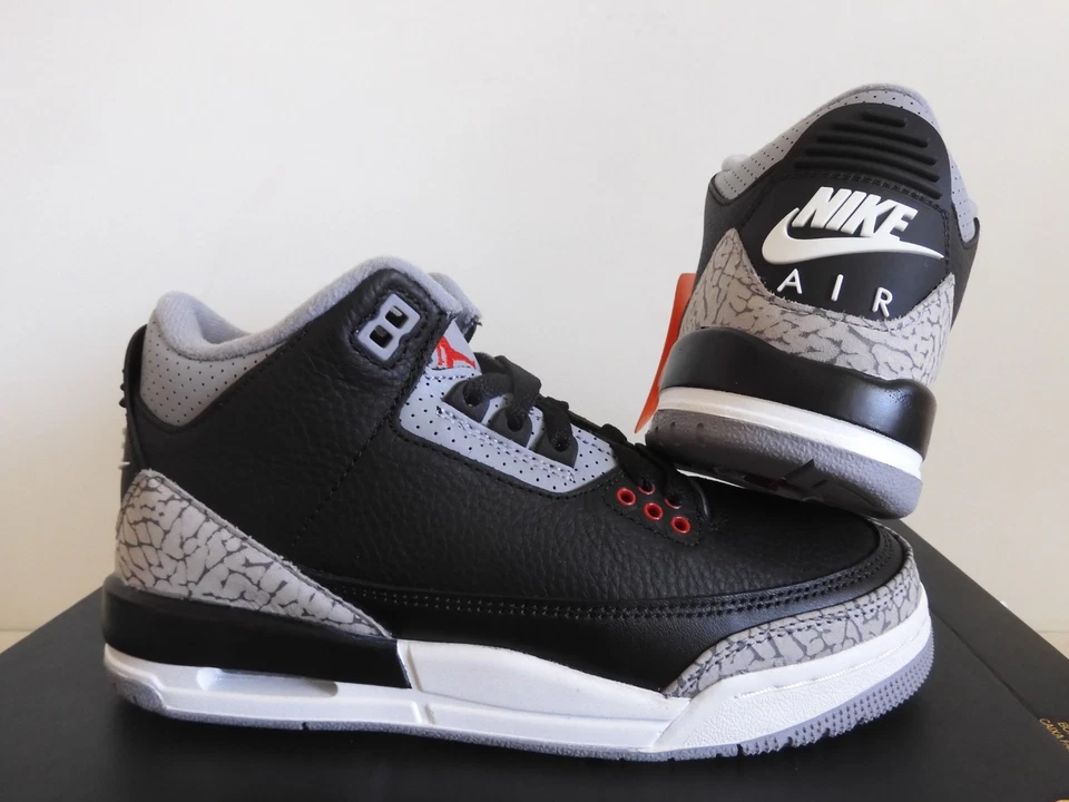 Nike Air Jordan 3 Retro Black Cement 2024 Black-Fire Red-Grey Sz 5Y [DM0967-010] - Image 3 of 4