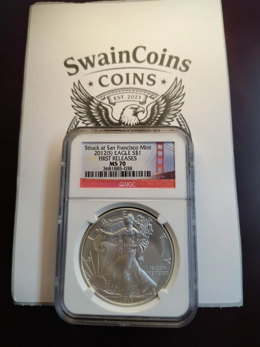 25+ American Eagle MS 70 Graded 2012 Silver Bullion Coins for sale