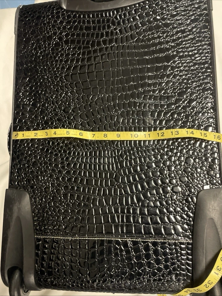 3pc. Kathy Van Zeeland Croco PVC Designer Luggage Lightweight Expandable Black - Image 3 of 4