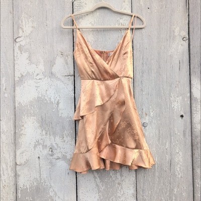 Altr'd State Satin Slip Dress Graduation Event Senior Picture Fawn Gold Size XS 