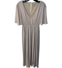 Show Me Your Mumu Maxi Dress Womens Sz S Emily Empire Beige Chiffon Gown Formal