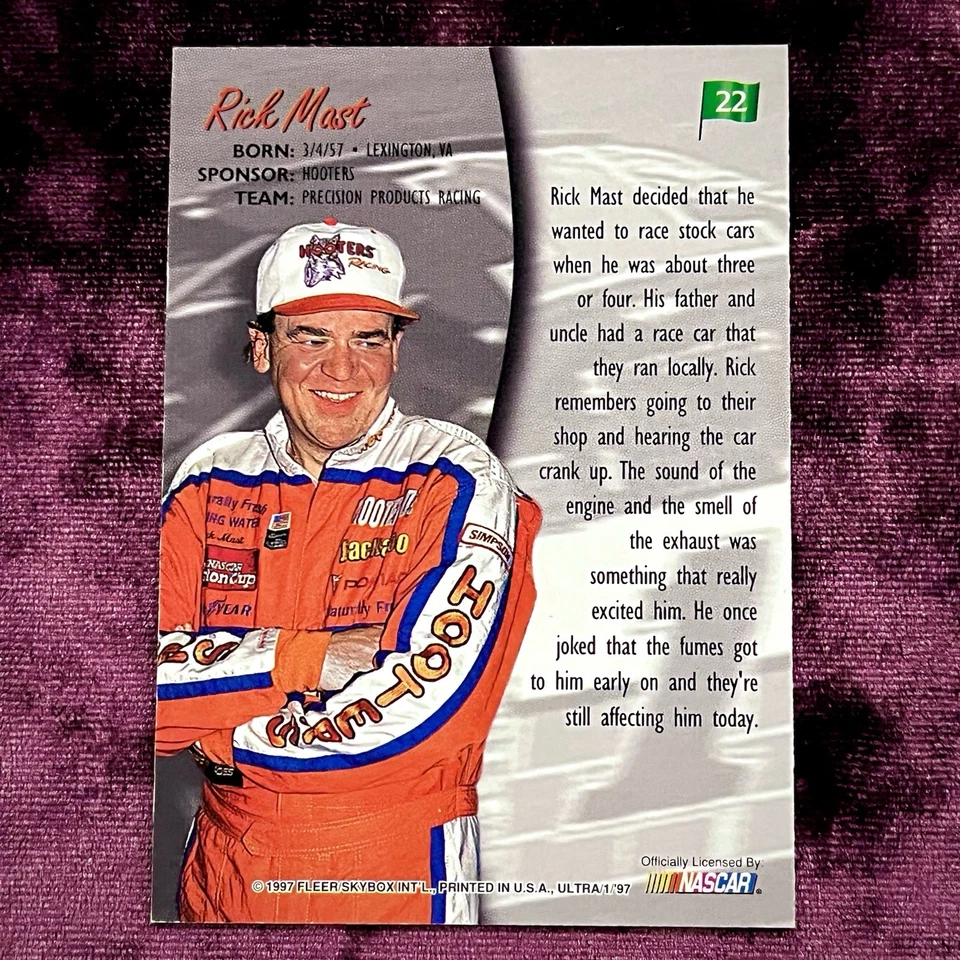 ‘Go Fast’ Rick Mast 1997 Fleer Ultra #22 MINT NASCAR Racing Legends Lexington VA - Image 2 of 2
