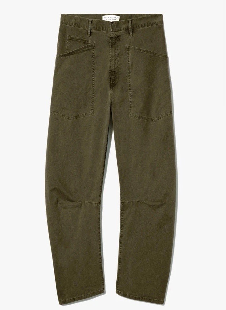 Nili Lotan Shon Pant Loden Green 2 $375 Carpenter Bowleg NWT Barrel