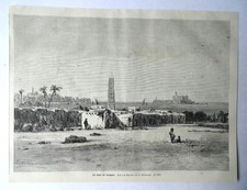 Die Nadel der Kleopatra. Obelisk, Aquarell E. Hildebrandt, Holzstich von 1874