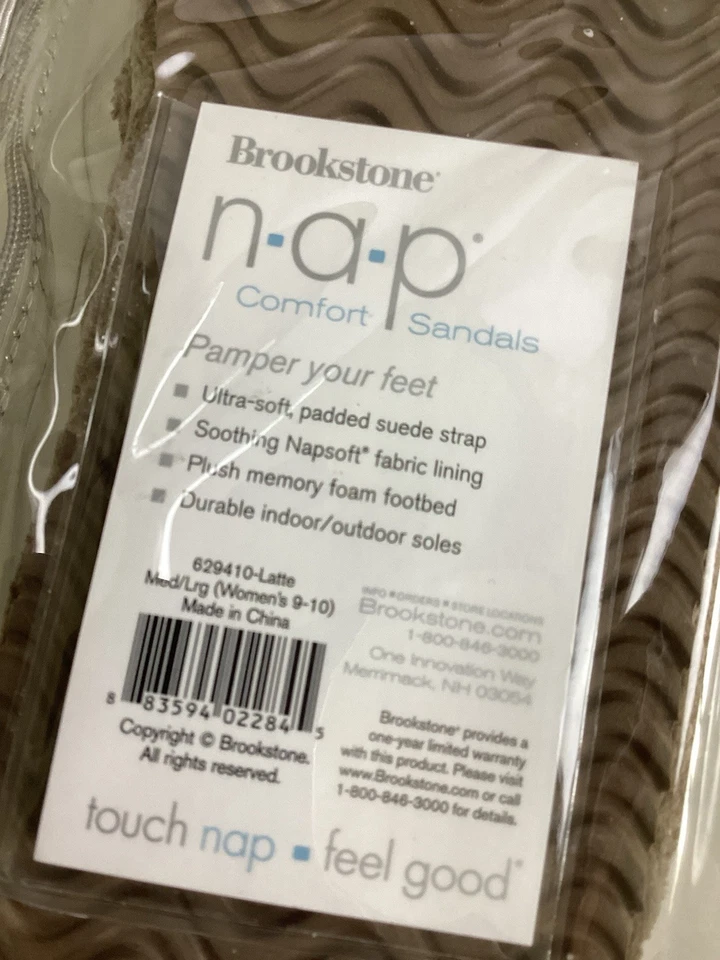 Mujer Brookstone N-A-P Beige Talla 9-10 Chanclas Suela de Goma Napsoft Gamuza Correa Foto 2 de 3
