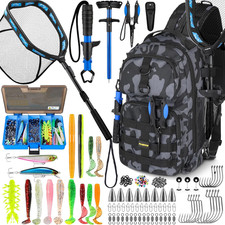 Fishing Backpack with Tackle Boxes, Floating Net, Pliers  Gear Set