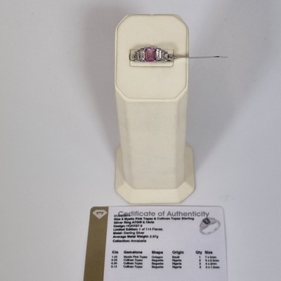 Gemporia Mystic Pink Topas & Cullinan Topas Sterlingsilber Ringgröße 9 R-S Echtheitszertifikat