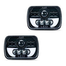 2pcs 7X6 inch 5X7 inch Square white Headlights HI/LO Beam DRL Daytime Running...