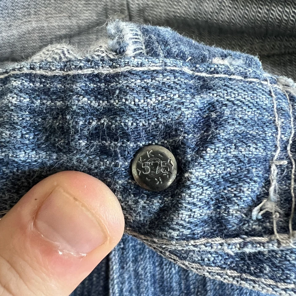 VTG Levi's 40505-0250 Hickory Pinstripe Jeans Mens 33x31" Blue Straight USA 70s - Image 4 of 4