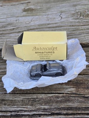 Vintage Autosculpt Pewter Triumph TR3 Top Down Sports Car & Base Box