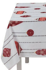 Microfiber Fabric Tablecloth, 52"x70" Oblong, CHRISTMAS TREE ORNAMENTS, VCNY