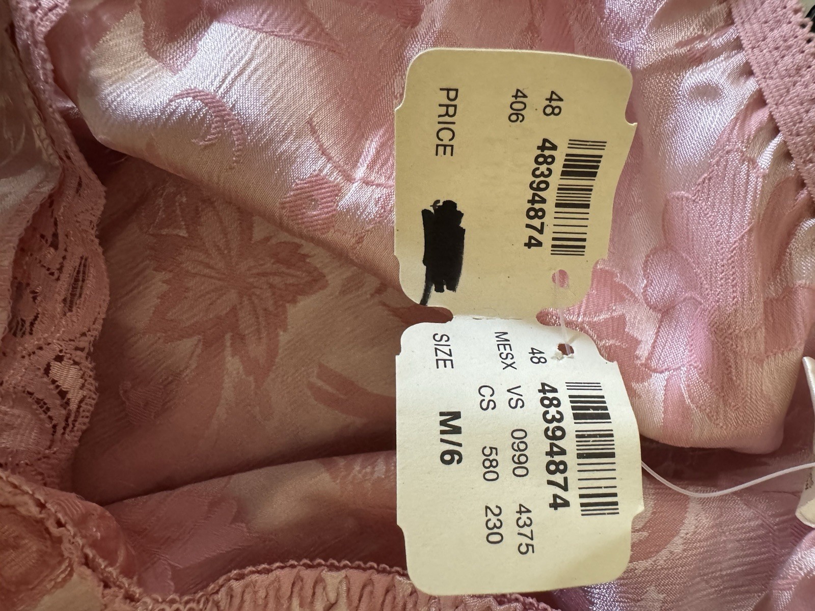 Victoria’s Secret Vintage Gold Label Silky Panties Med Sz 6 Pink Lace Trim New